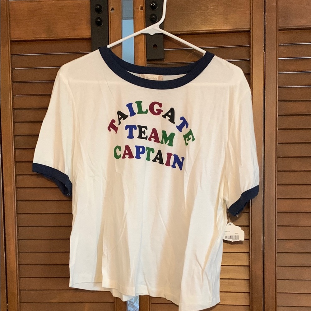 Altar'd State White Tee with Navy Accents